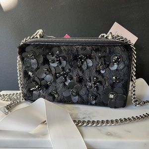 Kate Spade | Neve Shearling Embellished Chain Double Zip Crossbody